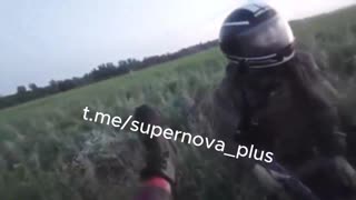 Pair of Russian Soldiers on Motorbike in a Spot of Bother
