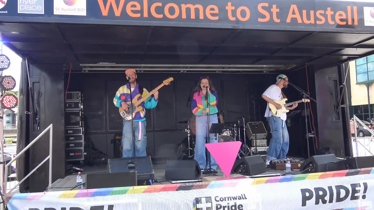Truro Cornwall England Gay LGBTQIA Pride Parade Stone roots band Town Cryer 2025 26th July Part 2