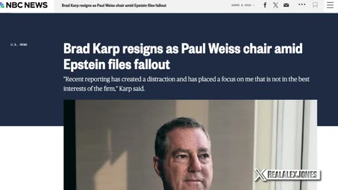 Political Bombshell! Top Democrat Law Firm Head, Brad Karp Resigns After Being Implicated In Epstein Coverup Operation