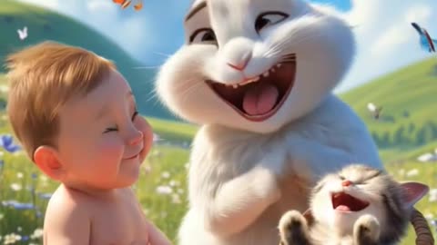 Baby and Bunnies Laugh