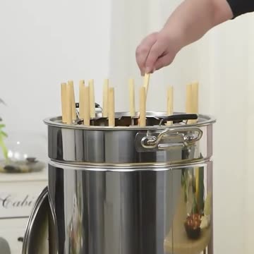 Portable Vertical Charcoal Smoker Grill Barrel Grill with 28 Skewers