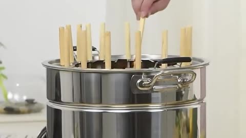 Portable Vertical Charcoal Smoker Grill Barrel Grill with 28 Skewers