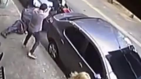 Robber is blasted for his efforts.