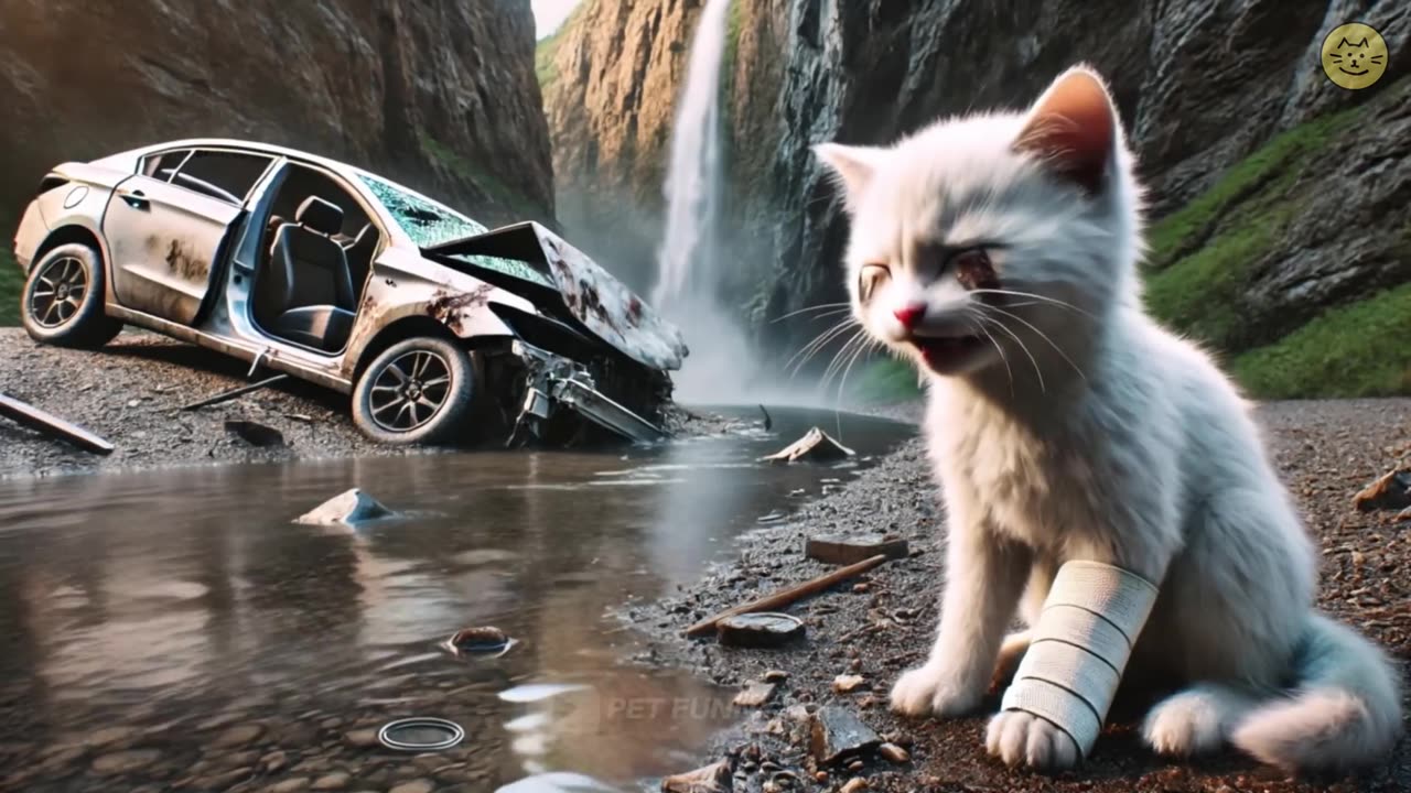 Rabbit helps kitten in accident 🐰 _rabbit _cat _kitten _funny _ai(1080P_HD)