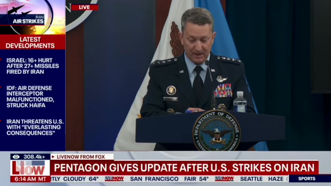 Sec of the Joint Chiefs of Staff Dan Caine's Press Statement After Iran Nuclear Facilities Strike