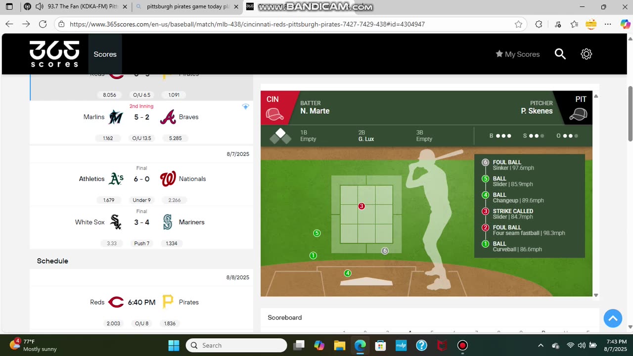 AUGUST 7 2025 MLB BASEBALL: CINCINNATI REDS VS PITTSBURGH PIRATES PART 4