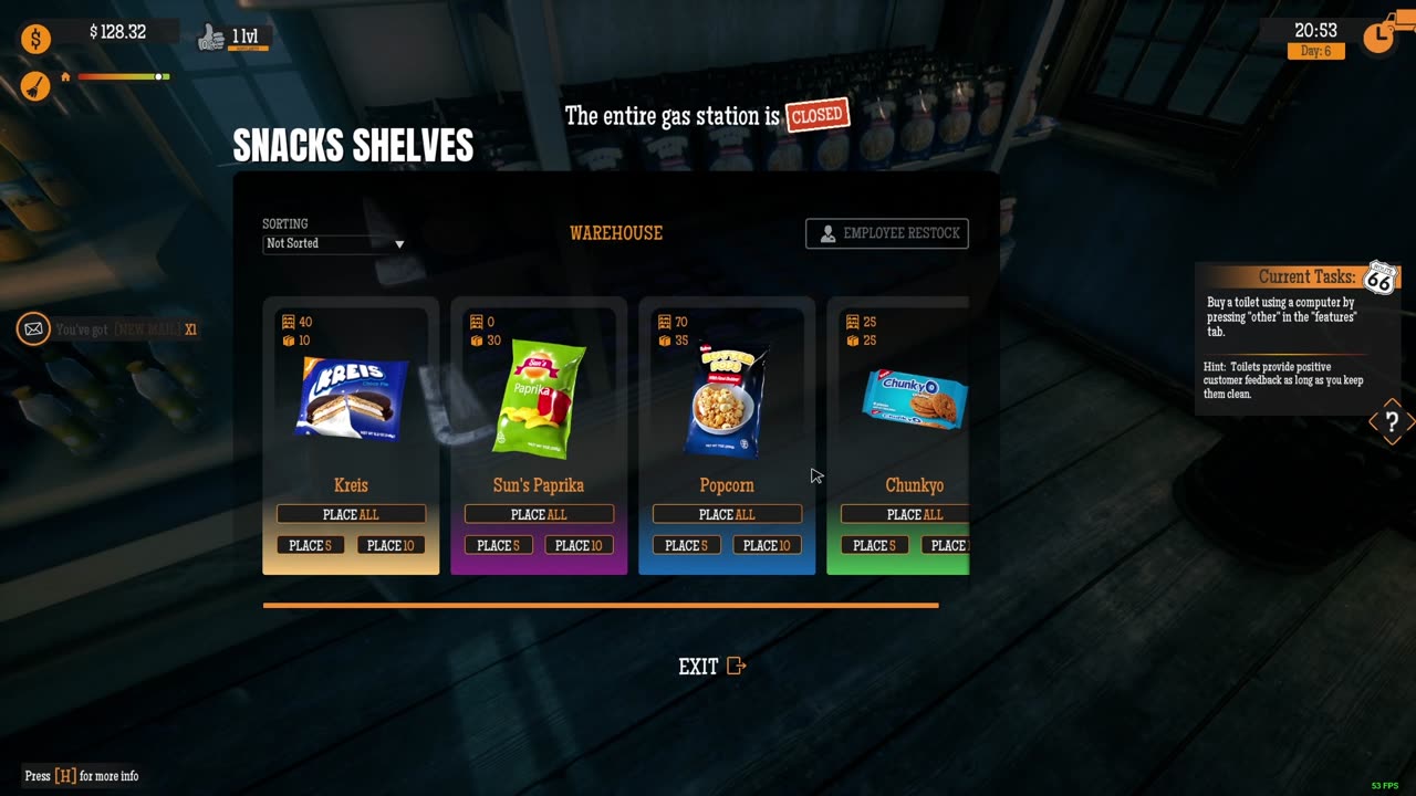 Gas Station Simulator│How to RESTOCK Your FOOD & DRINK SHELVES│Beginner's Guide 2025