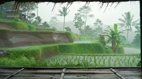 ASMR Rain in Bali Rice Field