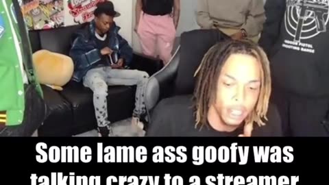 Dude talking crazy to a streamer in his own crib, he's smacked