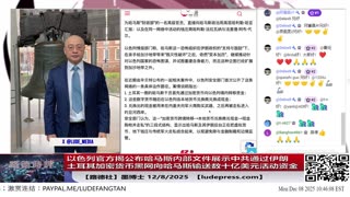 【路德时评】【路德社】以色列官方揭公布哈马斯内部文件展示中共通过伊朗土耳其加密货币黑网向哈马斯输送数十亿美元活动资金；中共官宣死活不承认“雷达锁定”，想用雷达照射搜索属于