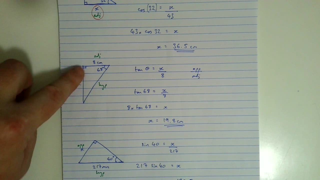 Trigonometry 03 - Calculating Sides 1