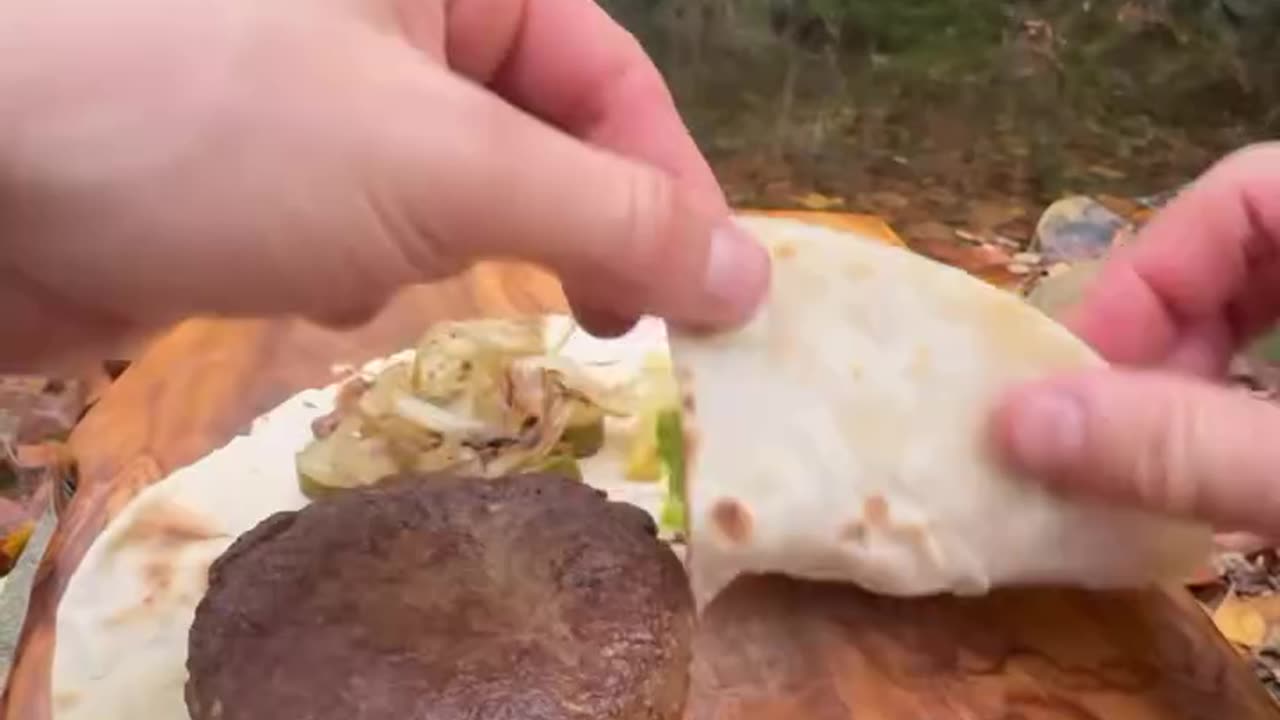 Flatbread Burger on a Stone Stoveo