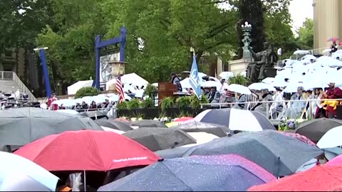 Columbia University acting president booed during speech