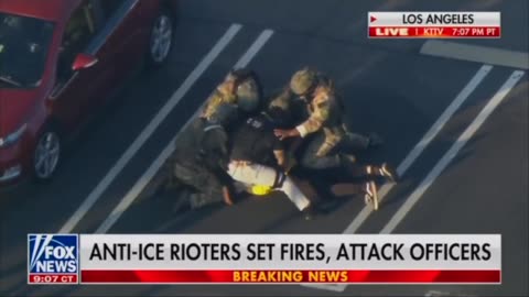 Immigration and Customs Enforcement (ICE) Takes Down A Protester During the LA RIOT