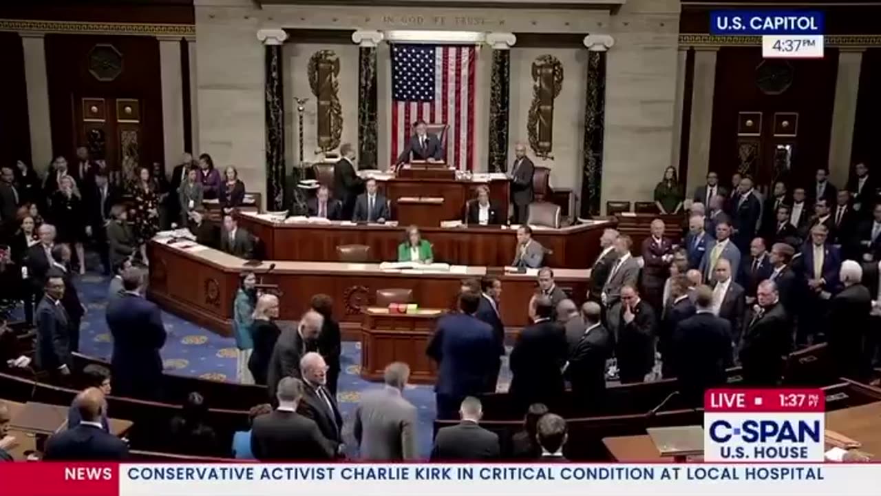 Speaker of the House calls for a moment of silence in honor of Charlie Kirk,