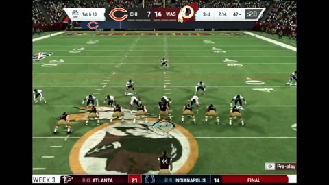 1965 WASHINGTON VS Madden 20 I Franchise WEEK 3 VS CHICAGO BEARS ,