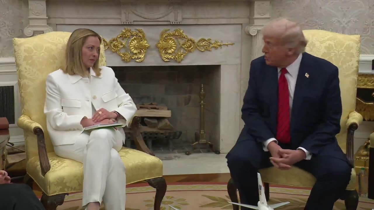 President Donald Trump: "It's an honor to have the Prime Minister of Italy with us... Giorgia Meloni"