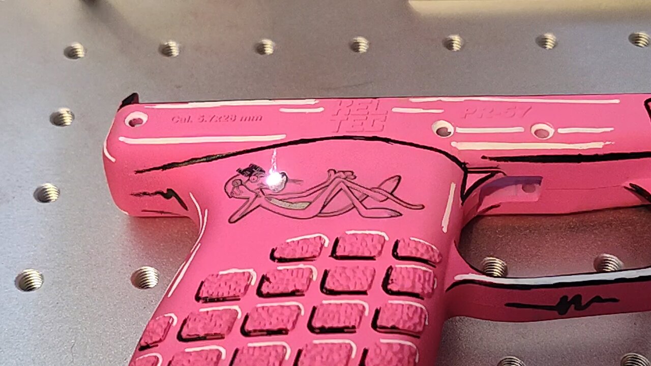Cerakote and laser imaging the pink panther