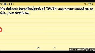 This Hebrew Israelite path of TRUTH was never meant to be wide , but NARROW. - GMS - Greatmillstone