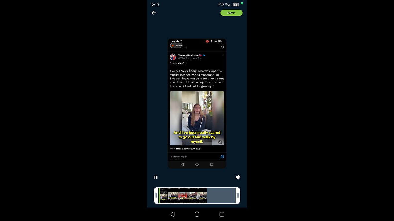 "I feel sick"! 16yr old Meya Åberg, who was raped by Muslim invader, Yazied Mohamed, in Sweden,