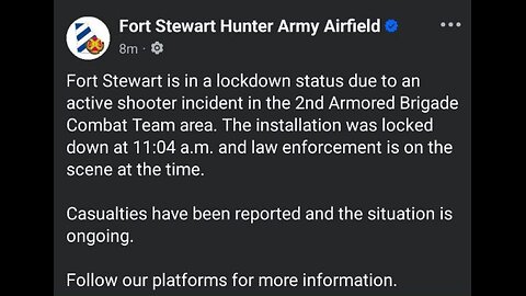 WATCH: Soldiers on base run into shelter amid active shooter incident at Fort Stewart in Georgia.