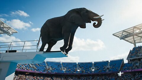 "The Elephant’s Olympic Dive – Biggest Splash Ever!"