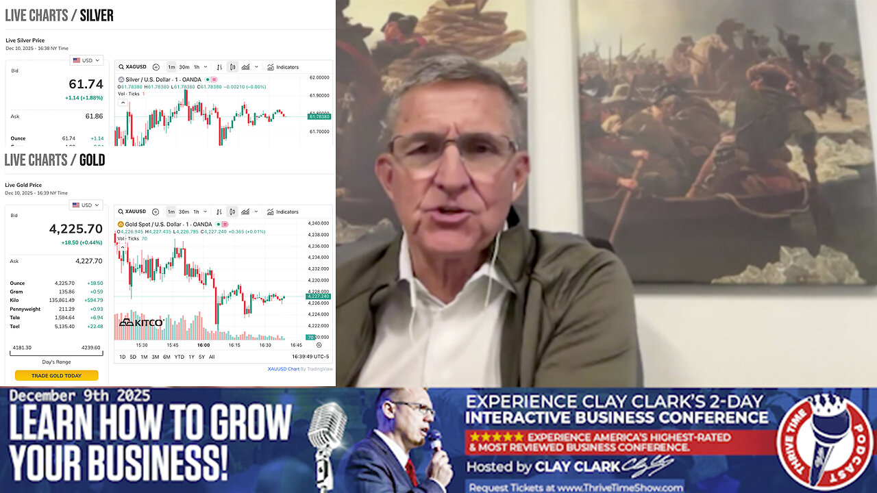 General Flynn | "Look At Gold, Since 2021...Gold Has In Fact Doubled Today's It's $4,200 & Silver Has Tripled...Based Upon the Smart People I'm Around We Are Going to See Gold Double Again In the Next Couple of Years." - 12/9/