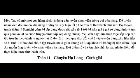 Toán 11: Mèo Táo có mở một của hàng sách và đang cần tuyển nhân viên trông coi cửa hàng.