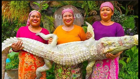 Amazing Crocodile Meat Grilled Classic Recipe Ingredients Eating in Village