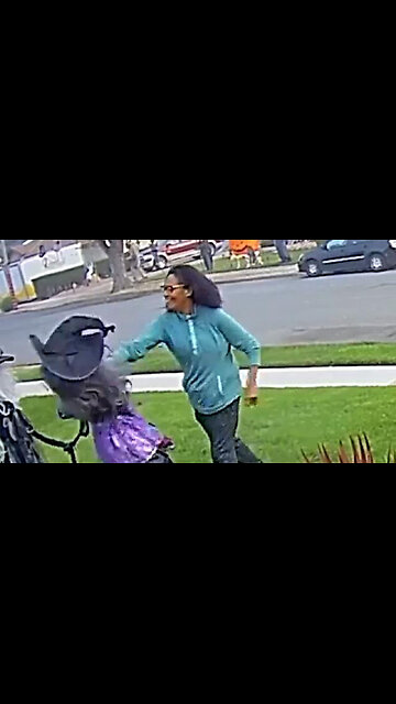 Jogger knocks down Halloween decorations for no apparent reason