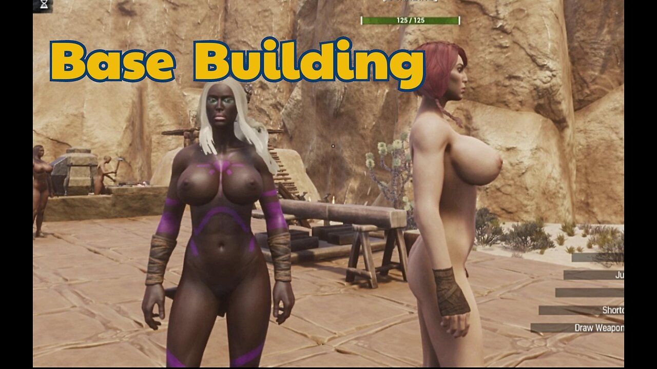 Conan Exiles Naked Base building thrall farming spell using Busty Boobs breast Expansion