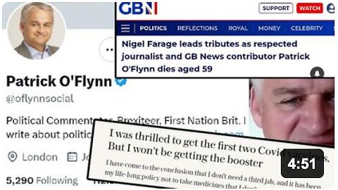 PATRICK O'FLYNN ISNT A CONSPIRACY THEORIST OR VACCINE REFUSENIK. HE'S JUST DEAD