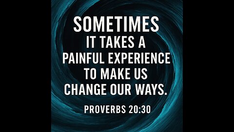 Sometimes it takes a painful experience to make us change our ways