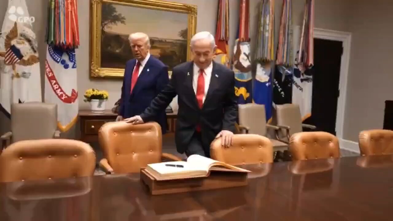 President Trump welcomes PM Netanyahu for the second time today at the White House.
