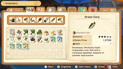 Story of Seasons: Grand Bazaar - Grass Carp Guardian Fish Caught