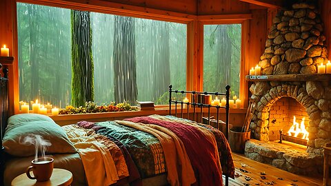 LIVE: Forest Rain & Crackling Fireplace 🔥🌧 Cozy Cabin Sounds for Sleep & Relaxation