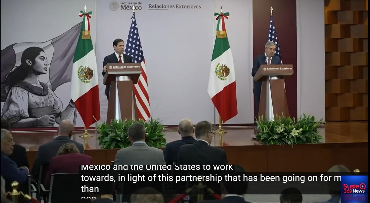 US Secretary of State Rubio speaks to press ahead of meeting with Mexican leaders