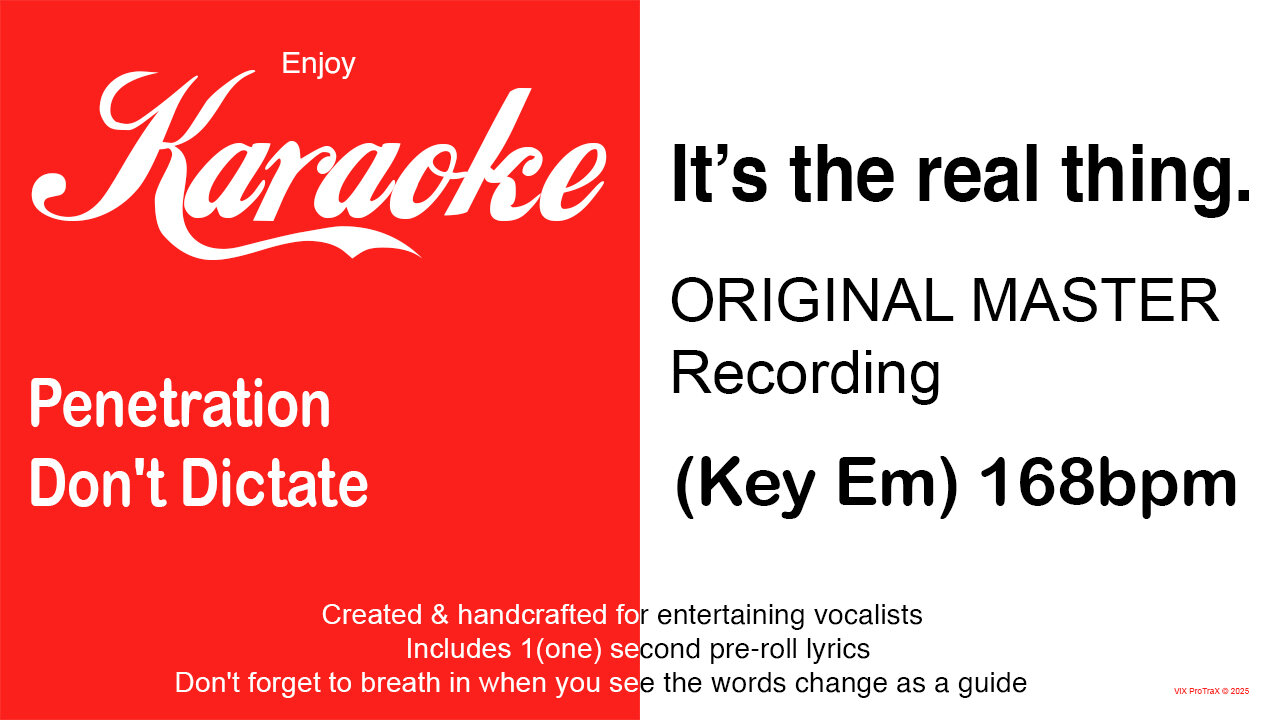 Penetration - Don't Dictate (Key Em) 168bpm (2025) Karaoke