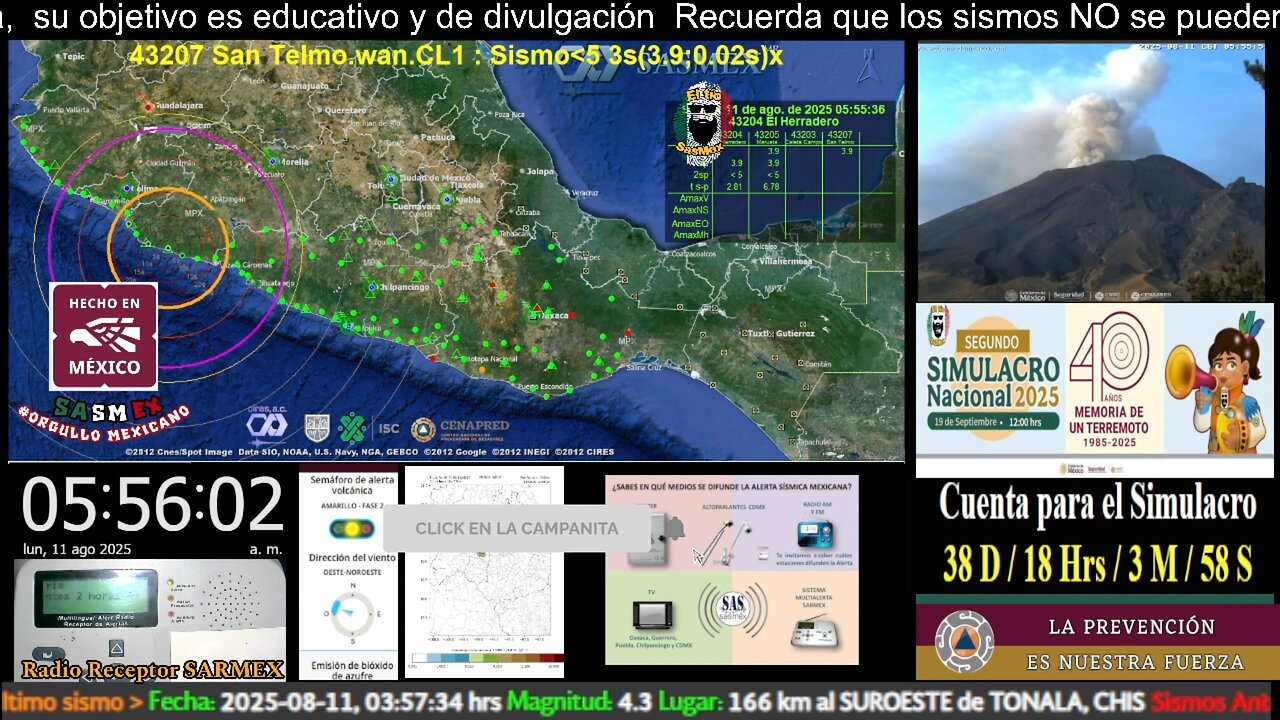 SISMO Magnitud 4.6 Loc 78 km al OESTE de LA MIRA, MICH 11/08/25 05:55:28 #noameritoalerta #sasmex