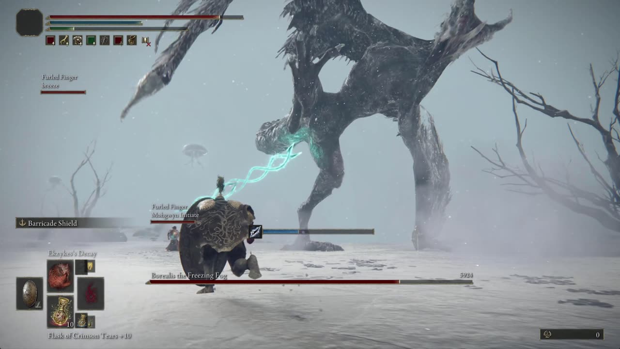 Elden Ring NG+1 | Borealis, the Freezing Fog boss fight co-op w/2 summoned players #eldenring