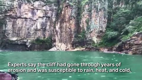 Horrifying Scene As Cliff Collapses On Tourists In Brazil