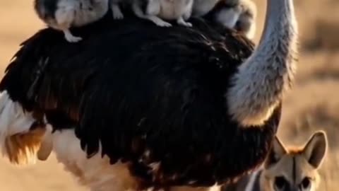 "Ostrich Mom Carrying Her Babies! 🦢❤️ | A Beautiful Mother’s Love!"