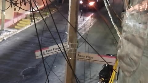 Car Drifts and Crashes Going Down Slippery Road