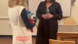 Republican Illinois congressional candidate Rocio Cleveland handed Democrat Kat Abughazaleh