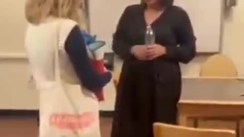 Republican Illinois congressional candidate Rocio Cleveland handed Democrat Kat Abughazaleh