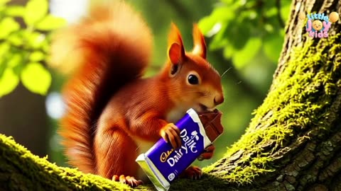 Baby Squirrel Eating Chocolate 🍫 | Funny Cartoon Video for Kids | Little Joy Kids