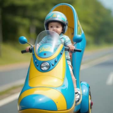 cute baby heel motorcycle driving