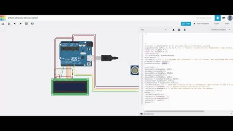 #Tinkercad #Arduino Ultrasonic Distance Measurement on 16x2 LCD #AeroArduino