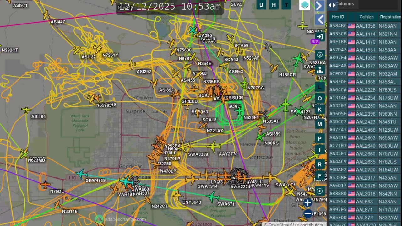 More KPHX air traffic data for Dec 13th 2025 - no audio -