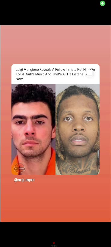Luigi mangione listen to rap music artist Lil durk 11/2/25